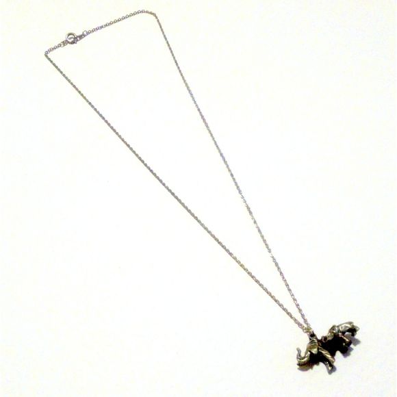 Silver Tone Mother and Baby Elephant Pendant Necklace * - Picture 2 of 4